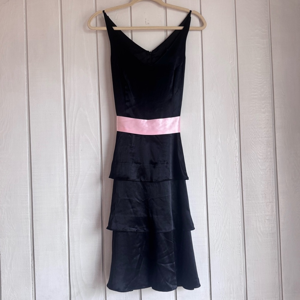 Vintage Frederick’s of Hollywood Black Satin Tiered Dress